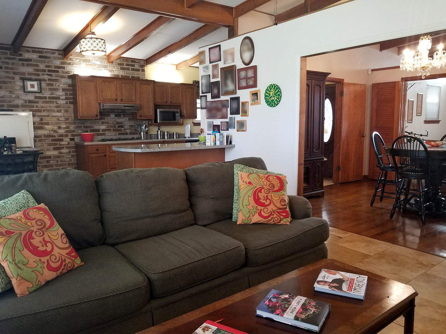 photo of dining room and kitchen from den